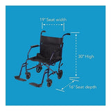 Carex Transport Wheelchair With 19 inch Seat - Folding Transport Chair with Foot Rests - Foldable Wheel Chair and Lightweight Folding Wheelchair for Storage and Travel