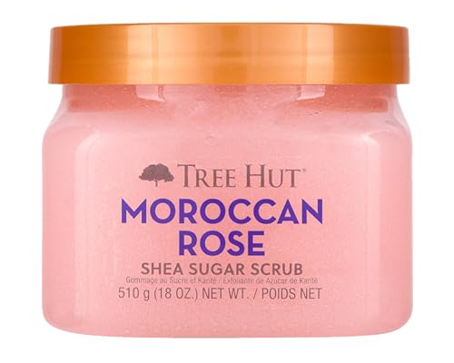 Tree Hut Moroccan Rose Shea Sugar Scrub | Exfoliating Body Scrub Removes Dead, Dry Skin for a Soft & Hydrated Feel | Nourishing Essential Body Care | 18 fl oz.
