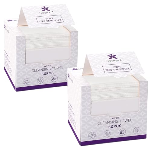 Disposable Face Towels, 10" x 12", Ultra Thick Face Towelettes for Sensitive Skin, Extra Soft Makeup Remover Dry Wipes, 100 Count