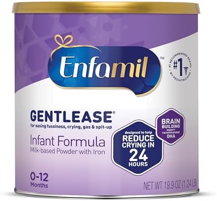 Enfamil Gentlease Baby Formula, Reduces Fussiness, Gas, Crying and Spit-up in 24 hours, DHA & Choline to support Brain development, Value Powder Can, 19.9 Oz