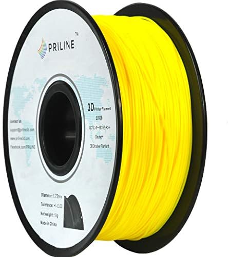 TPU Filament，PRILINE 98A TPU Flexible Soft 3D Printer Filament，1KG 1.75mm Spool Durable TPU Flexible Material, Yellow