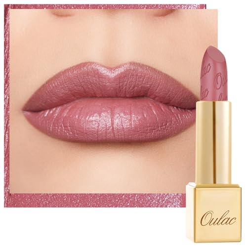 Oulac Matte Lipstick with Metallic Shine, Comfortable Creamy Texture, Smooth No Grainy Feeling, Vegan & Gluten Free, Full-Coverage Lip Colour 4.3g, Christmas Gifts for Women, GM04 Mauve Babe