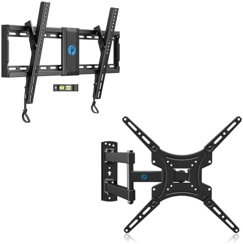 Pipishell Tilting TV Wall Mount - Adjustable for 37-82 inch TVs up to 132 lbs & PIMF2 Full Motion TV Wall Mount for Most 26-55 Inch TVs