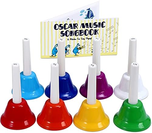 Hand Bells for Kids | Educational Music Toys for Toddlers 8 Notes Colorful Handbells Set | Kids Musical Instrument with 15 Songbook | Great Birthday Gift for Children
