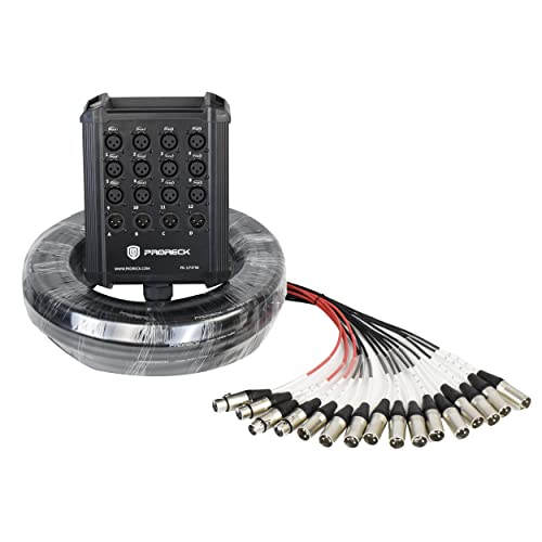 PRORECK 12-Channel Low Profile XLR Send Circuit Board Snake Cables, XLR Splitter Cable for Live, Recording, Stage, Studio, 50 Feet Long