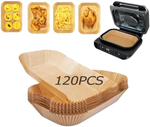 Air Fryer Liners Disposable 11x6 inch for Ninja Foodi Smart XL 6-in-1 Indoor Grill，120Pcs Rectangular Parchment Paper Liners for Ninja FG551,DG551,IG651