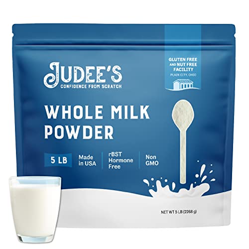 Judee's Gluten Free Whole Milk Powder 5 lb - Non-GMO, rBST Hormone-Free, Gluten- and Nut-Free - Baking, Pantry & Travel Essential for Reconstituting - Powdered Milk - Made in USA