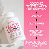 Multi Collagen Pills with Hyaluronic Acid and Vitamin C, Biotin - Type I, II, III, V, X Hydrolyzed Collagen Protein; Healthy Hair, Skin, Nails, Joints -120- Collagen Peptides Capsules for Women & Men