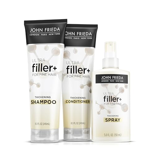 John Frieda ULTRAfiller+ Thickening Shampoo and Conditioner for Fine Hair, 8.3 Oz each + ULTRAfiller+ Thickening Spray, 5 Oz