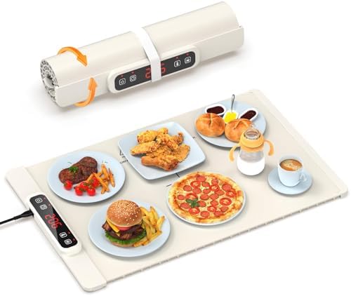 Warming Mat for Food - Food Warming Mat,Electric Warming Tray,5 Temperature Settings Full Surface Heating,Rollable & Portable Food Warmer for Parties Buffets Gatherings Holidays Daily Use.