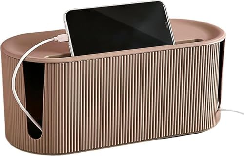 Cable Management Box,Desk Cord Organizer with Groove Cover,Plastic Cord Hider Box,Large Cable Box Organizer,Power Socket Management for TV/Computer/Router/Games Console Cable Storage (Pink)