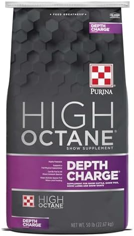 Purina | High Octane Depth Charge Show Supplement for Show Cattle, Pigs, Lambs, and Goats | 50 Pound (50 LB) Bag