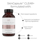Hush & Hush SkinCapsule™ Clear+, Skin Care Supplement, Vegan, Acne Treatment for face, Clean Nutraceuticals Supplements That Contains Vitamin A, Turmeric, Dandelion Root, Zinc - 60 Capsules