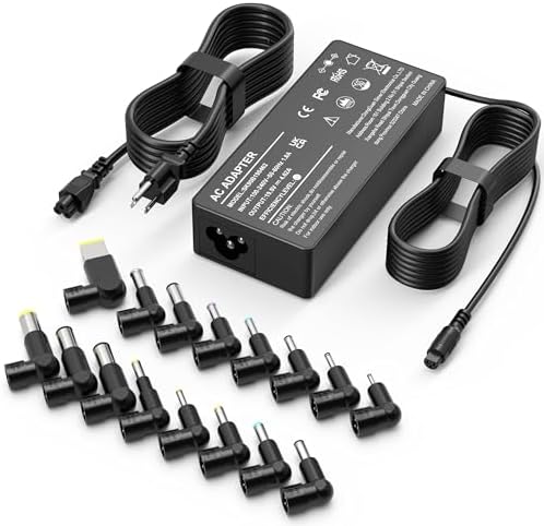 90W Universal Laptop Charger Replacement for HP Lenovo Dell Acer Asus Toshiba Geteway Samsung IBM Fujitsu Notebook Ultrabook Chromebook Computer Charger AC Adapter Power Cord with 16 Tips