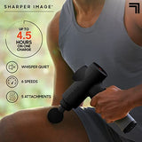 SHARPER IMAGE Powerboost Deep Tissue Massager v2.0, Massage Gun with 5 Attachments, Whisper Quiet, Rechargeable Battery - Black