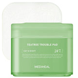 MEDIHEAL Teatree Trouble Facial Toner Pads with Tea Tree & Lactobacillus - Soothing Cotton Pads for Sensitive & Acne Prone Skin - Vegan Face Gauze, 100 Pads