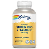 SOLARAY Super Bio Buffered Vitamin C 1000mg, Two-Stage, Timed Release Vitamin C with Bioflavonoids, Immune Support Supplement - High Absorption, Vegan, 60 Day Guarantee, 180 Servings, 360 VegCaps 180