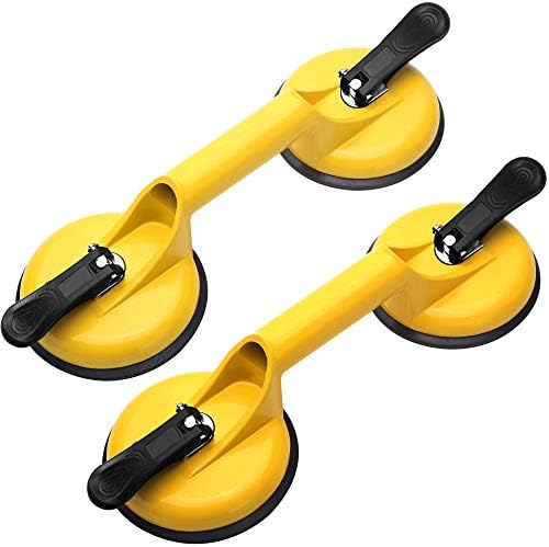 Suction Cups Heavy Duty Aluminum Vacuum Plate Handle Glass Holder Hooks to Lift Large Glass/Tile Lifter/Moving Glass/Pad for Lifting/Dent Puller (2 Pack)