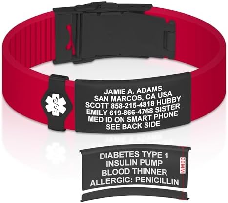 Divoti Custom Engraved Medical Alert ID Bracelet – Dual-Sided Laser Etching, Silicone Wristband, Stainless Steel Security Clasp – Adjustable & Trim-to-Fit – Emergency Medical Info Band for Men & Women