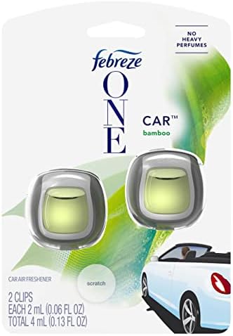 Febreze Car Vent Clip Air Freshener, Odor Eliminator for Up to 30 Days Freshness, 2 Clips (One Car Bamboo)