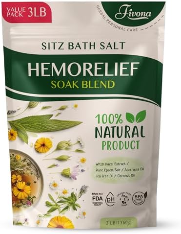 Sitz Bath Salts for Hemorrhoids Treatment Natural Epsom Salt Soak with Essentials Oils for Fissure, Postpartum Care and Bartholin Cyst Treatment by Fivona- 1 Pack - 3 lb oz