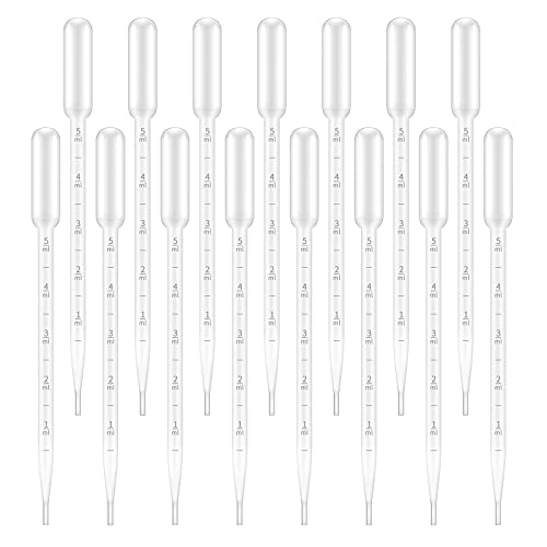 G2PLUS 100PCS 5ml Transfer Pipettes, Plastic Graduated Pipettes, Calibrated Disposable Dropper for Liquid, Essential Oils, Science Laboratory, Experiment, Essential Oils, Make up Tool