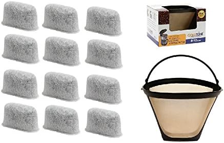 GoldTone Brand 8-12 Cup Coffee Filter & Set of 12 Charcoal Water Filters fits Cuisinart Coffee Maker and Brewers. Replaces your Cuisinart No.4 Cone Reusable Coffee Filter & Cuisinart Water Filter
