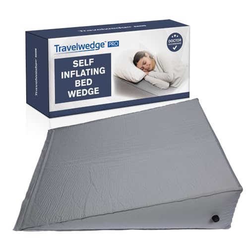 Self-Inflating Bed Wedge Pillow | Lightweight for Travel | Wedge Pillow for Sleeping and Acid Reflux, Heartburn, and GERD Pillow (30 Inch)