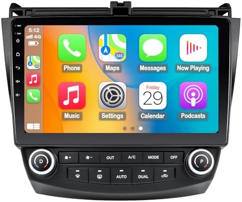 for Honda Accord 7th 2003 2004 2005 2006 2007 Stereo Car Radio Bluetooth 10'' HD Touch Display with Carplay Android Auto Navigation, Bluetooth FM EQ 2G RAM 32G ROM