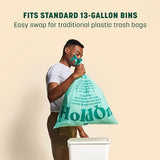 HoldOn 13-Gallon Trash Bags – Plant-based Tall Kitchen Trash Bags with Drawstring Handles for Tall Trash Bins, Heavy-duty and Compostable Large Trash Bags (40 bags)