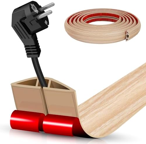 Floor Cord Cover Self Adhesive Cord Hider Floor 10FT Floor Cable Management Power Cord Protector Floor Electric Cord Covers for Offices,Gym,Exhibitions, Cable Cavity:0.39"(W) x0.27(H) WoodLightyellow