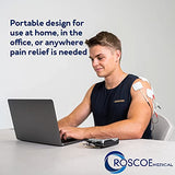 Roscoe Medical TENS Unit and EMS Muscle Stimulator - 4-Channel OTC TENS Machine for Back Pain Relief, Lower Back Pain Relief, Neck Pain, Includes Case, Pain Relief, Muscle Recovery