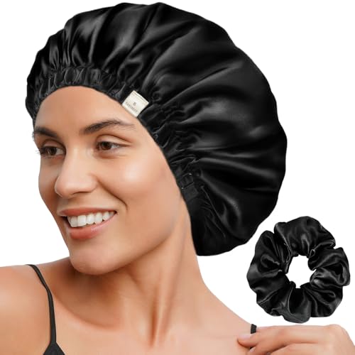 YANIBEST Double Layer Satin Bonnet Silk Bonnet Adjustable Hair Bonnet for Sleeping Hair Bonnets for Women Curly Natural Hair