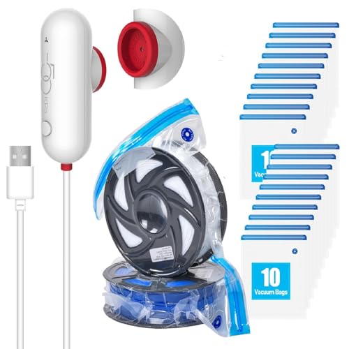 3D Filament Storage Bags Kit with Portable USB Pump, 20 Pack Vacuum Storage Sealling Bags, Spool Sealing for Keeping Filament Dry