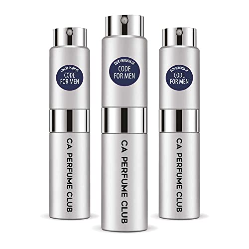 CA Perfume Impression of Code For Men For Men Replica Version Fragrance Dupes Concentrated Long Lasting Eau de Parfum Spray Refillable Atomizer Bottle 0.27 Fl Oz-X3