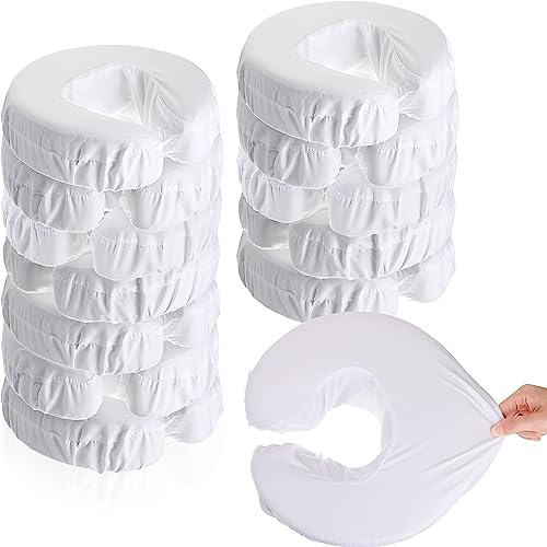 Tatuo 12 Pcs Face Cradle Covers for Massage Head Rest Microfiber Reusable Soft Thicker Massage Table Face Covers Oil Proof Headrest Cradle Sheets for Spa Beauty(White)