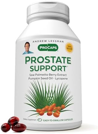 ANDREW LESSMAN Prostate Support Supplement for Men's Health, 60 Softgels, No Additives - Saw Palmetto for Men, Pumpkin Seed Oil, Lycopene, Omega-3 for Prostate Health, Urinary, Bladder Function
