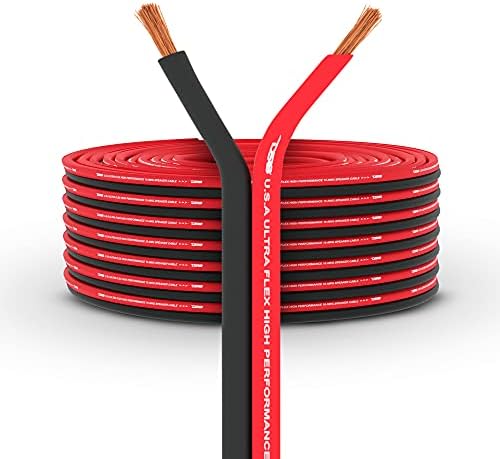 DS18 SW-16GA-100RB 16-GA Ultra Flex Speaker Wire Red and Black 100 Ft - Speaker Cable for Audio Applications