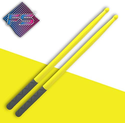 Drumsticks for Fitness & Aerobic Workout Classes, Drum Sticks are strong and Light Weight design make a fun addition to any exercise routine or class. (YELLOW + FITGRIPS)