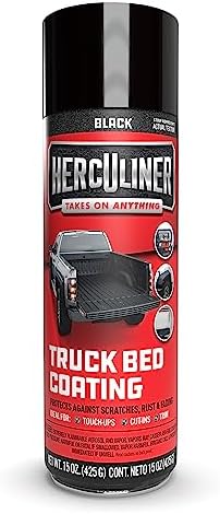 Herculiner Aerosol Spray Truck Bed Liner, 15 Ounce Spray Can, Black, Textured, Suitable For All Truck Beds, 6-7 sq ft Coverage