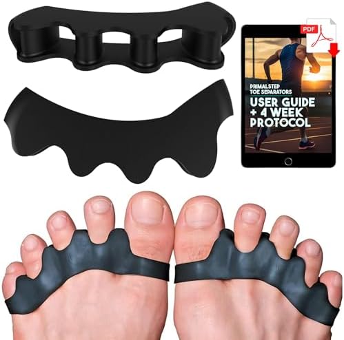 VYCE PrimalStep Toe Separators - Doctor Recommended - Correct Foot and Bunion Pain, Plantar Fasciitis - Toe Straightener to Improve Functional Athletic Mobility - Stretches to Fit (S/M)