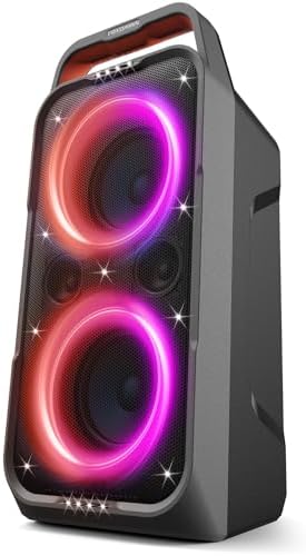 Portable Bluetooth Speaker: 240W Peak Powerful Loud Sound Deep Bass Wireless Boombox Large Subwoofer 15 Hours Battery Life Fast Charging with Led Light Show for Party Outdoor Camping Backyard