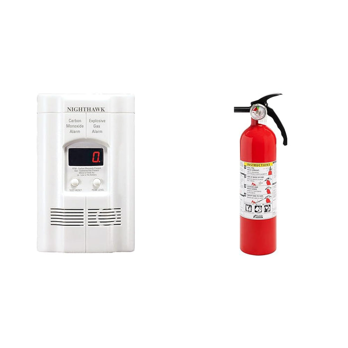 Kidde Carbon Monoxide Detector & Fire Extinguisher for Home, 1-A:10-B:C, Dry Chemical Extinguisher, Red, Mounting Bracket Included
