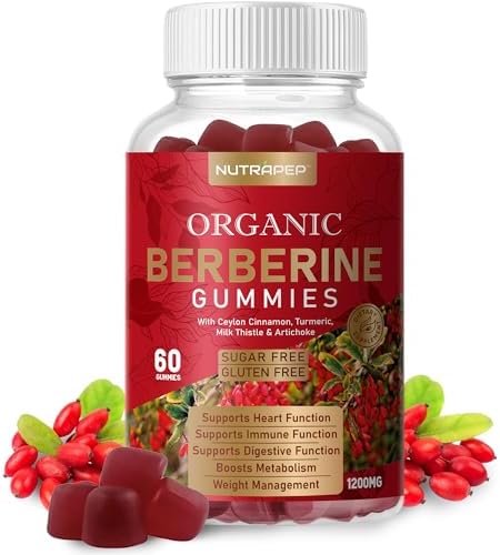 Premium Berberine HCl Weight Loss Gummies (1200mg) with Ceylon Cinnamon, Turmeric, Milk Thistle, and Artichoke - Sugar Free Gluten Free High Potency Supplement