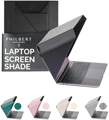 4-in-1 Laptop Sun Shade - Slim Hood Screen Shade, Privacy Screen, Heat Protection, & Contrast Enhancement - Universal, Foldable, & Lightweight - Fits 15"/16" Laptops - Black