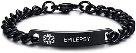 VNOX Medical Alert ID Bracelet - Mens Womens Stainless Steel ID Tag Medical Alert Emergency Bracelet,7.2/8/8.4 Inches