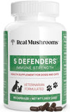 5 Defenders Mushroom Supplements for Cat & Dog Vitamins for Health Support with Chaga, Shiitake, Reishi & Turkey Tail Mushroom - Vet-Approved Mushroom Powder Capsules (90ct)