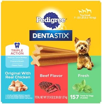 Pedigree Dentastix Toy & Small Breed, Original, Beef Flavor & Fresh Variety Pack, 2.36 lb. Pack (157 Treats)