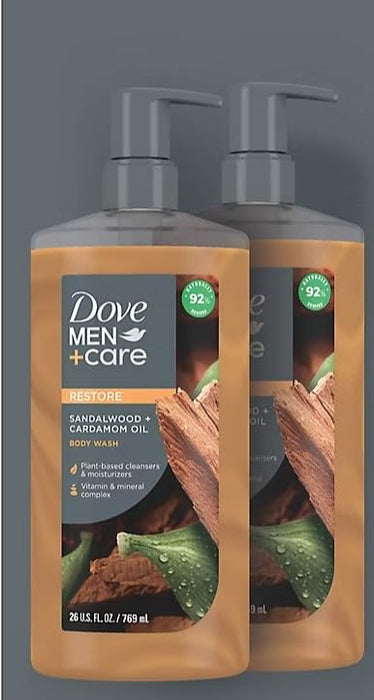 Dove Men+Care Sandalwood + Cardamom Oil Body Wash, 2 pk./26 fl. oz.