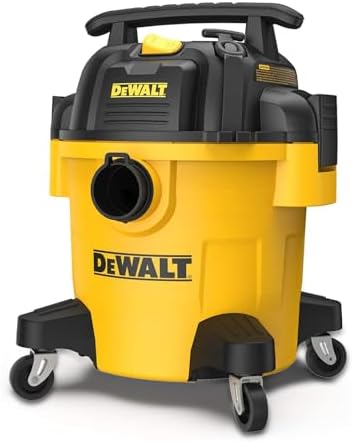 DEWALT DXV05P 5 Gallon Poly Wet/Dry Vac, 4 Peak HP Shop Vacuums with Attachments, Powerful Suction, 1-7/8" Hose, DXV05P, Yellow